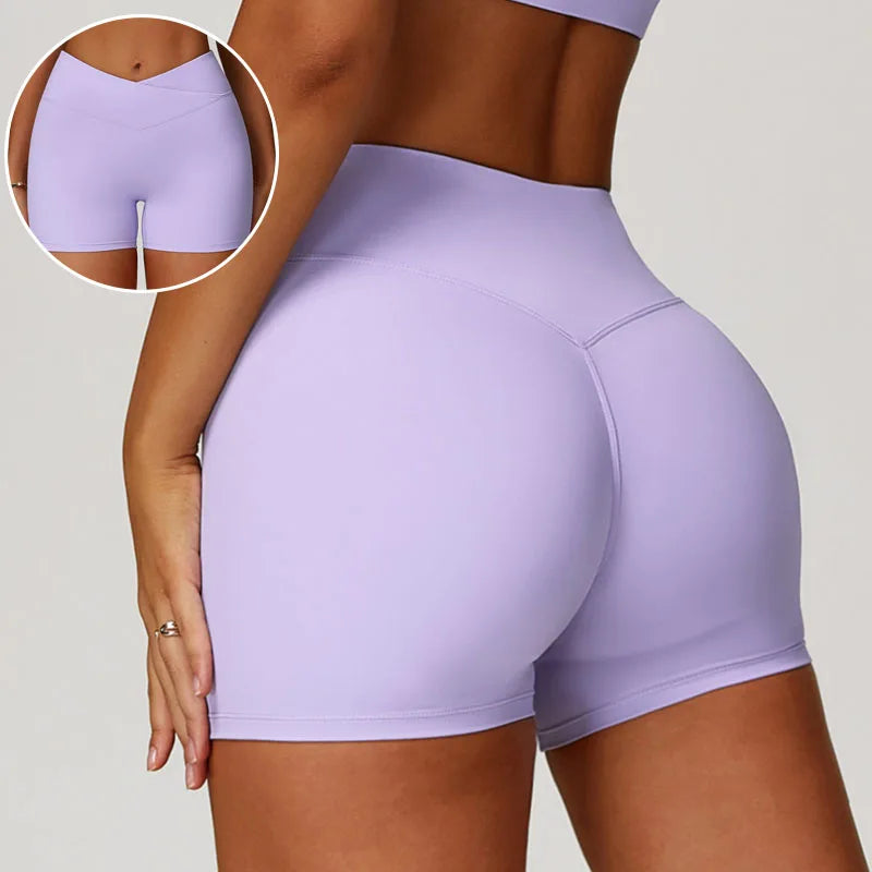 2025 New Trend Women's S-XL V Shaped High Waist Yoga Shorts Breathable Seamless Hip Lift Cloud Sports Fitness Solid