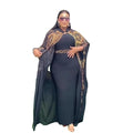 Elegance Luxury Two-Piece African American Clothing Autumn Turkey Rhine Stone Dress for Plus Size Women Summer Season MegaBDM