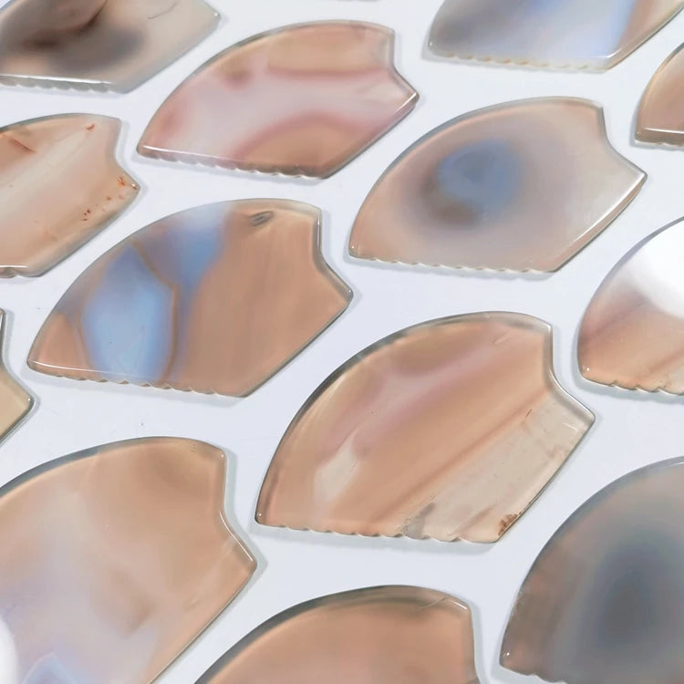 Huiying Hottest Sale Crystal Grey Agate Guasha Natural Crystal Gua Sha Tool