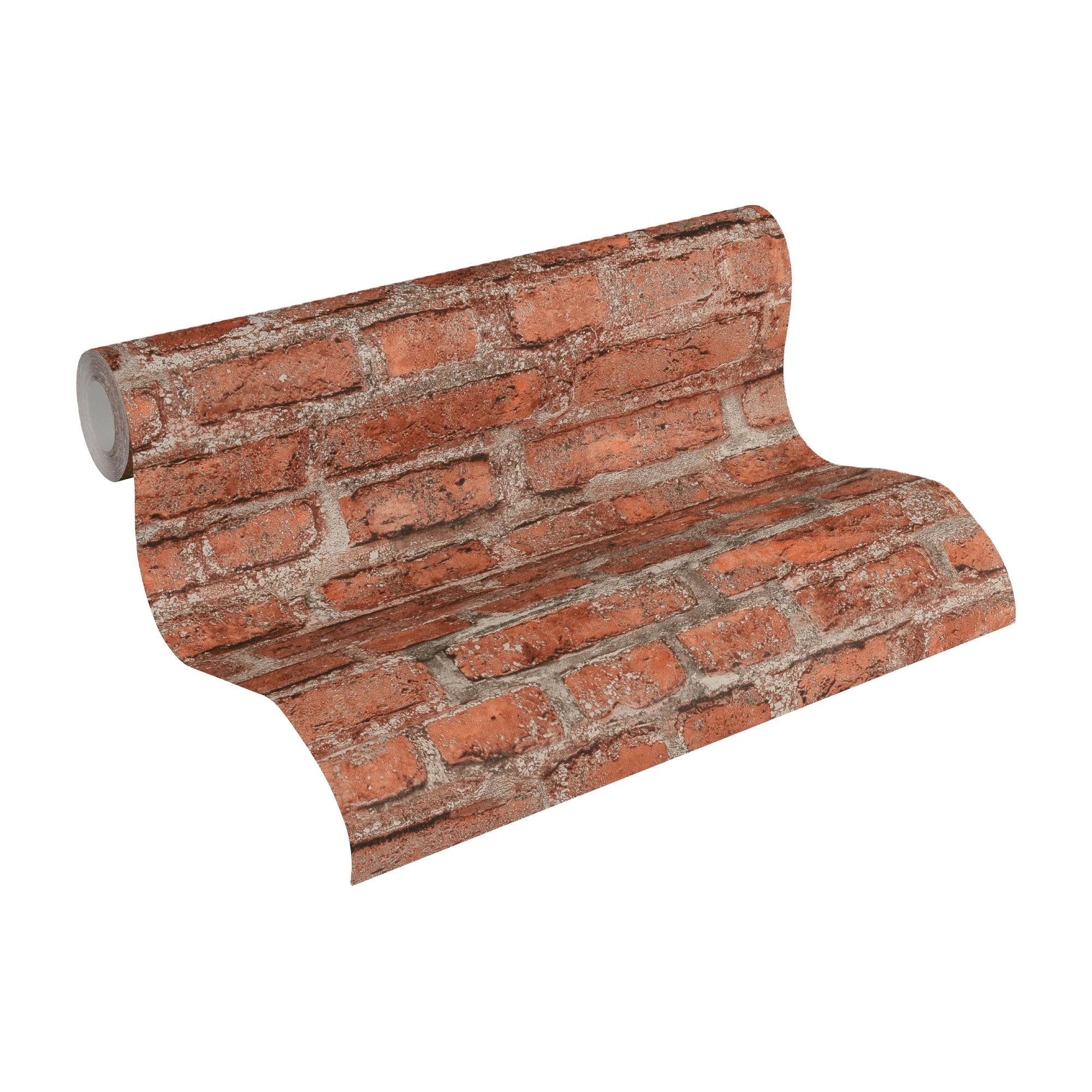 Stone Brick Effect Wallpaper - Red Brown Pre-Glued Vinyl | Easy Application Made in Germany 10.05 x 0.53 m