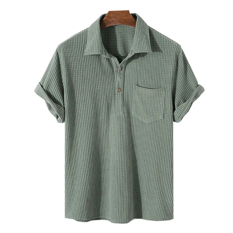 Top Seller Wholesale Comfortable Polyester Cotton Men's Short Sleeve  Golf Polo Waffle Knit T Shirt