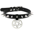 Gothic Punk Leather Choker Rivet Star Pendants Collar Necklace