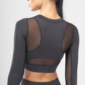 Wholesale Price Mesh Women Regular Fit Long Sleeve Crew Neck Yoga Custom Logo Fitness Crop Top Breathable Recyclable Plus Size