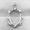 Sterling Silver 16*21mm Semi Mount Pendant Empty Frame Blank Support Setting S925 Base Holder Without Center Stone for DIY Inlay
