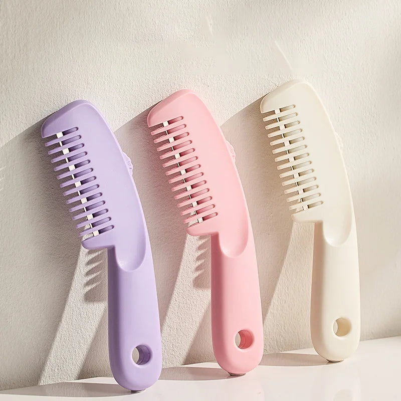 New Arrival Pink Plastic  Professional Hair Cutting Comb Adjustable Blade Barber Comb for Salon Hair Straightener Brush