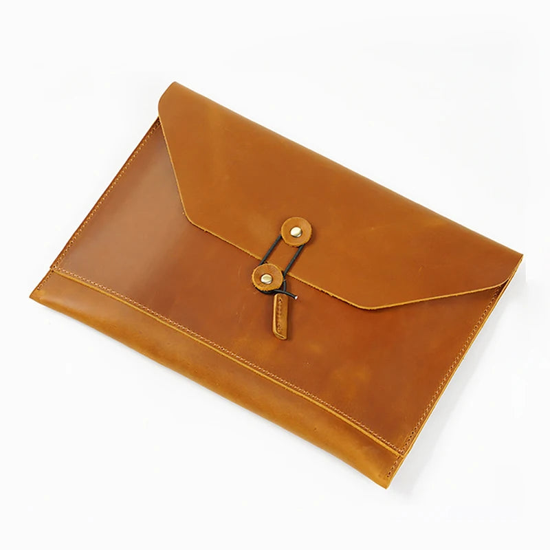 Cowhide Laptop Bag Luxury Genuine Leather Briefcase Portable Envelope File Document Notebook Organizer Bag With Pockets for ipad