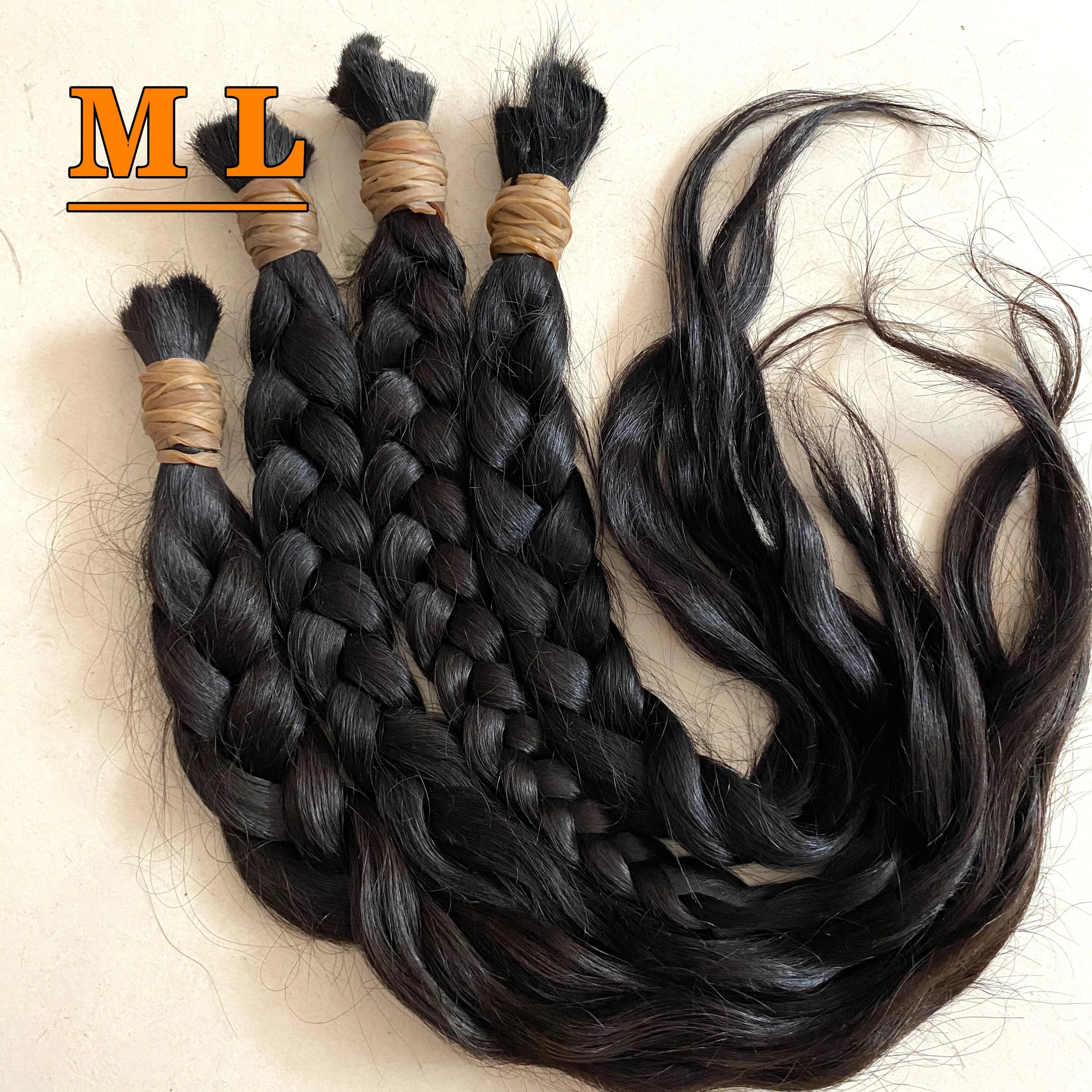 18'' Chinese Virgin Human Hair Braids From One Person Natural Black Color bleach 60/613 Color: 1 Piece= 100g