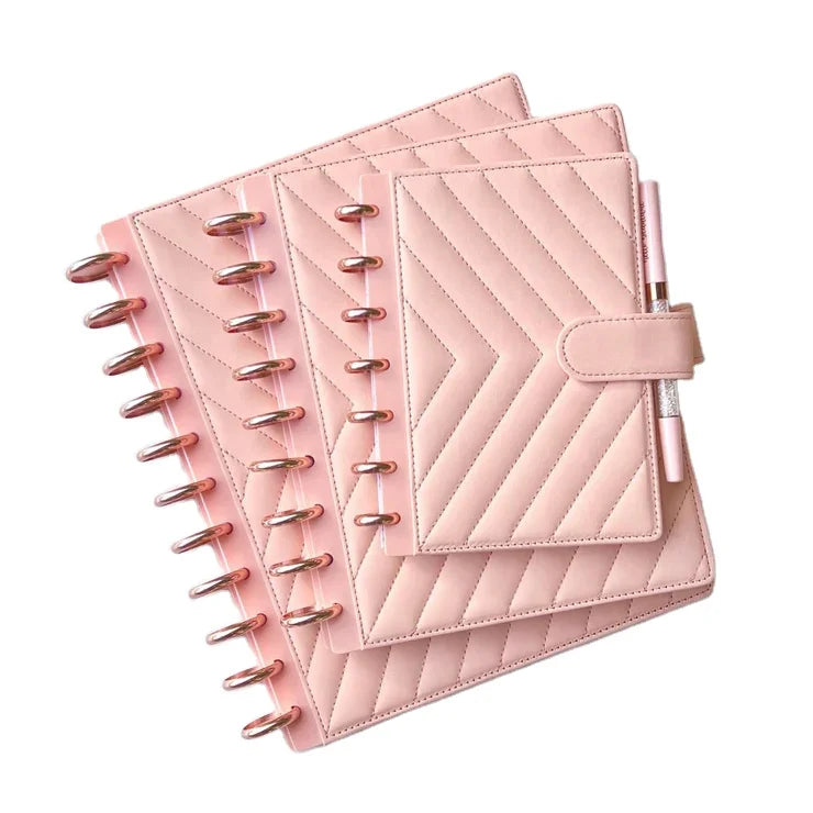 2024 Hot Selling PU Leather Notebook Cover Luxe Quilted Planner Set Snap Closure Notebooks