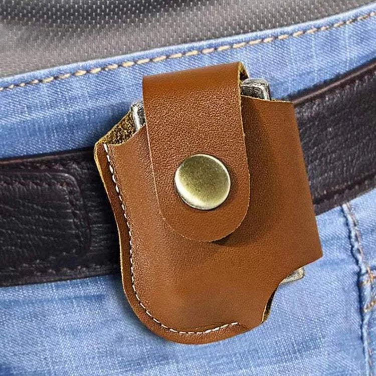 Factory Handmade Genuine Leather Lighter Case Custom Lighter Sleeve Cover Portable Leather Belt Pouch for Small Mini Lighter