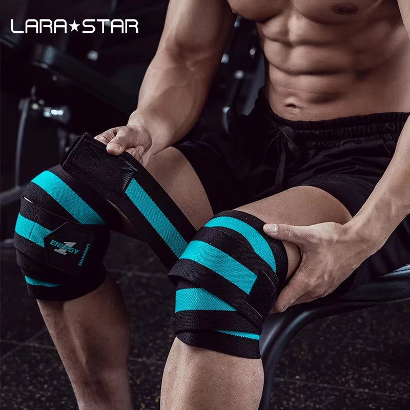 LS0306 Custom Logo Gym Fitness Weight Lifting Powerlifting Knee Sleeves Elastic Polyester Knee Wraps Bandage MegaBDM