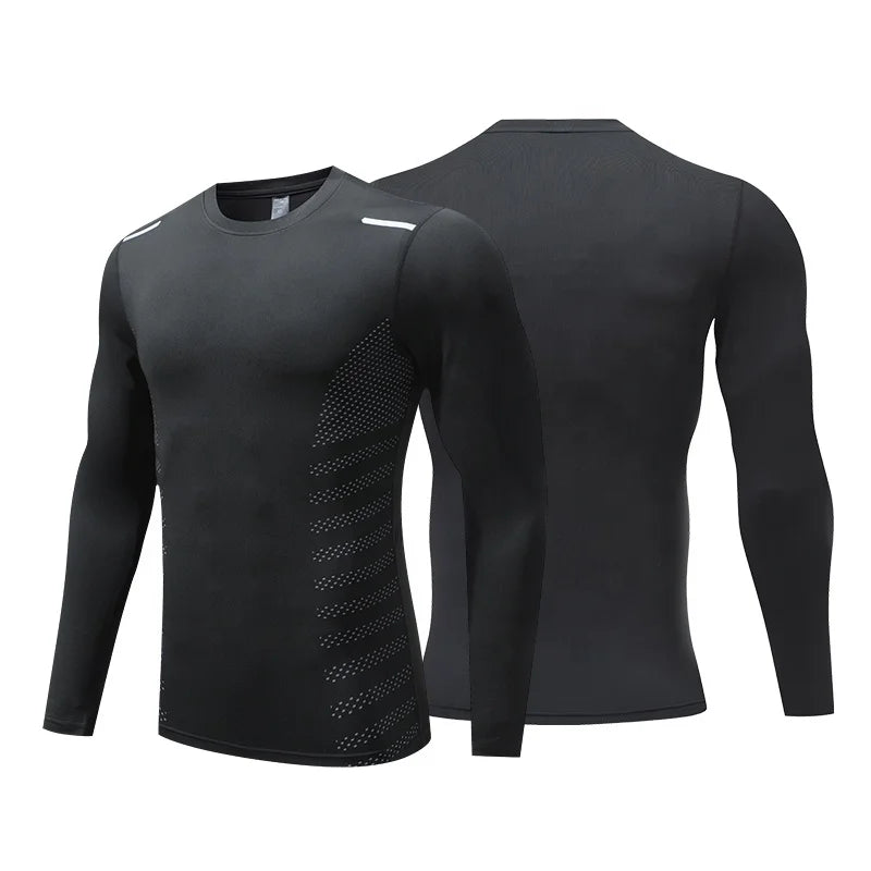 2023 Hot Sale Compress Long Sleeve Shirts Reflective Design Men Shirts Training Muscle Men Tops
