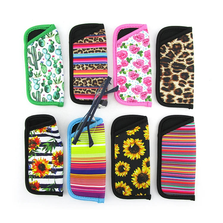 Wholesale Ready to Ship Neoprene Sublimation Printing Eyeglass Sleeve Pouch Eyeglasses Holder