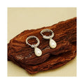 925 Sterling Silver Earrings for Women Fast Delivery Natural Freshwater Pearl Geometric Shape with Diamond and Zircon Inset