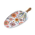 Wholesale Creative Ceramic Dinner Plate Luxury Design Wooden Handle Oval Steak Dish Home Restaurant Use PC Material Kitchenware