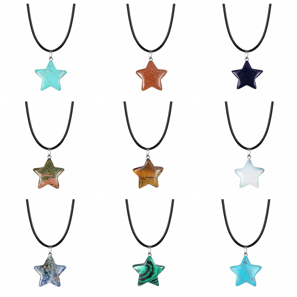 Hot Sale Natural Stone Charms Small Crescent Star Shaped Crystal Quartz Pendant Bulk for Jewelry Making Crystal Five Pointed