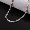 Cute Design Faceted Natural Stone Beads CZ Elephant Charm Choker Necklace for Women JNK9371