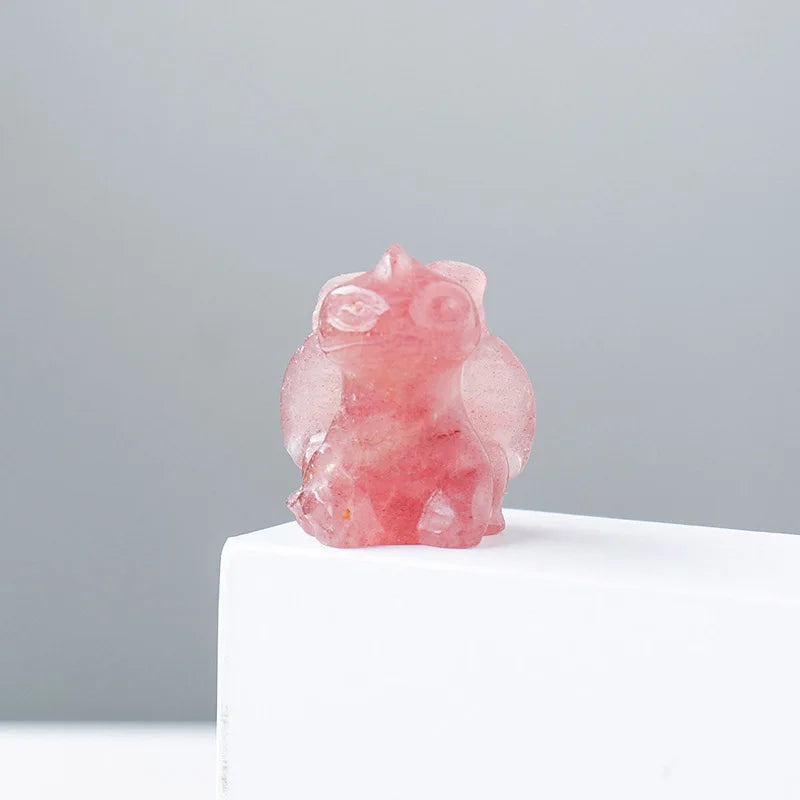 DIY Strawberry Quartz Crystal Dragon Toothless Dragon Sculpture Crystal Gift