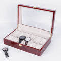 Wholesale 12 Slots Glossy Painting Wooden Grain Watch Packaging Boxes Wood Watches Storage Organizer Cases Box