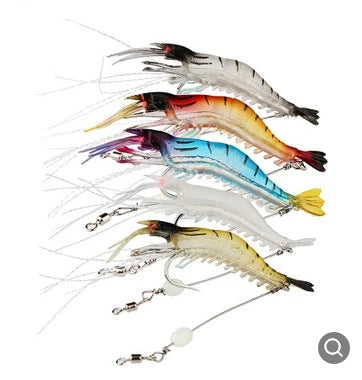 NEW Many Stock Fishing Soft Bait Shrimp Lures with Swivel Pesca 9cm 6g Luminous Shrimp Silicon Soft Artificial Bait With Hooks