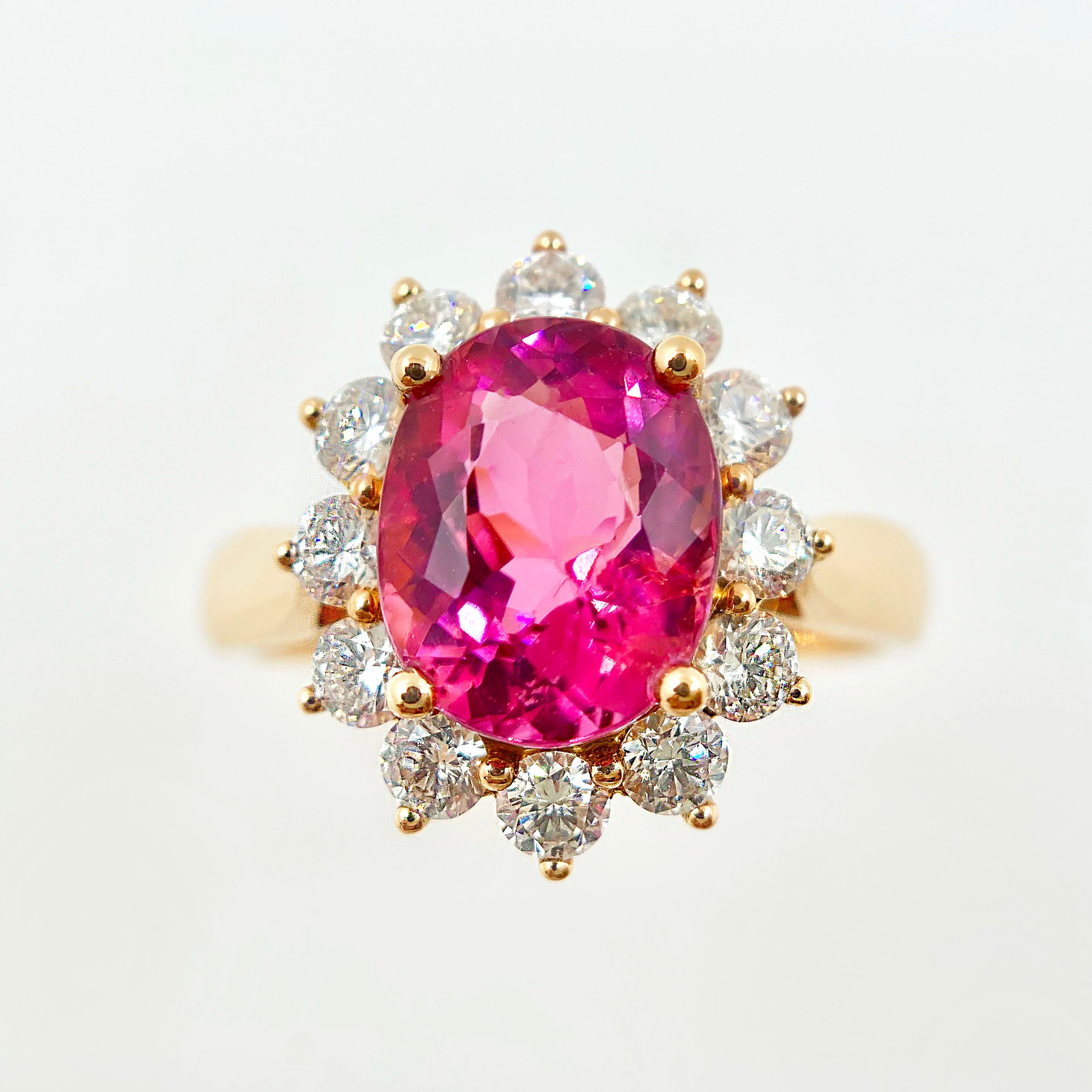 Oval Natural Blue Tourmaline Diamond Genuine 18k Gold Gemstone Engagement Classic Rings for Women Jewelry
