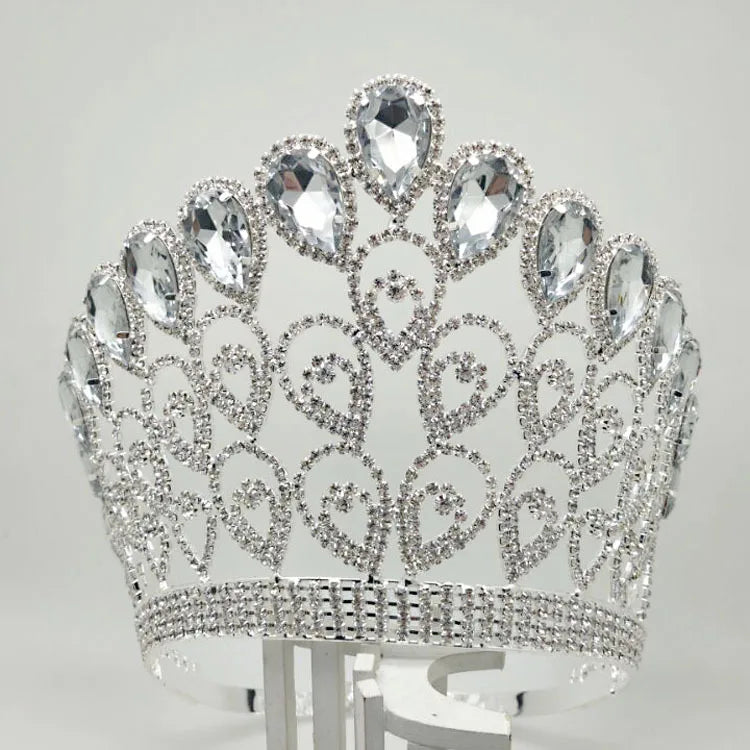European Style 15 cm Tall Big Round Crown Hot Design air Balloon Shape  Bridal Beauty Pageant Champion Crown