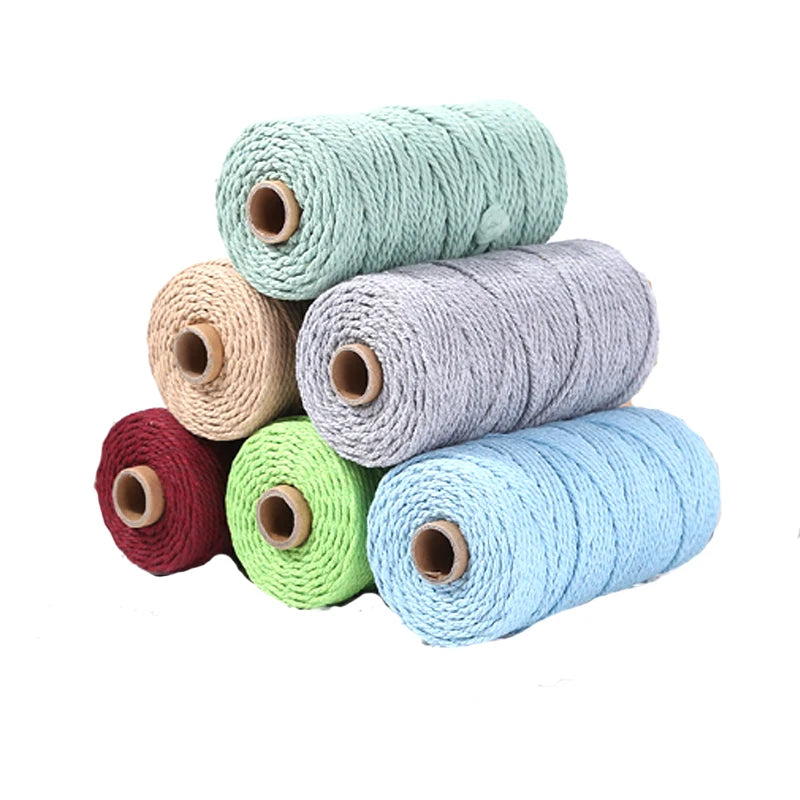 3mm Macrame Rope Soft Cotton Yarn for Handmade Crochet-Versatile Pattern Cord Bags Shoes Garments Home Textiles Coated Finish