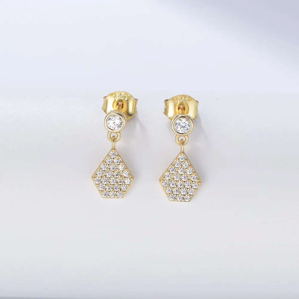 Luxury Jewelry Brand Psj S 925 Sterling Silver 14k Gold Plated Bling Cubic Zirconia Chandelier Earrings for Women Girls
