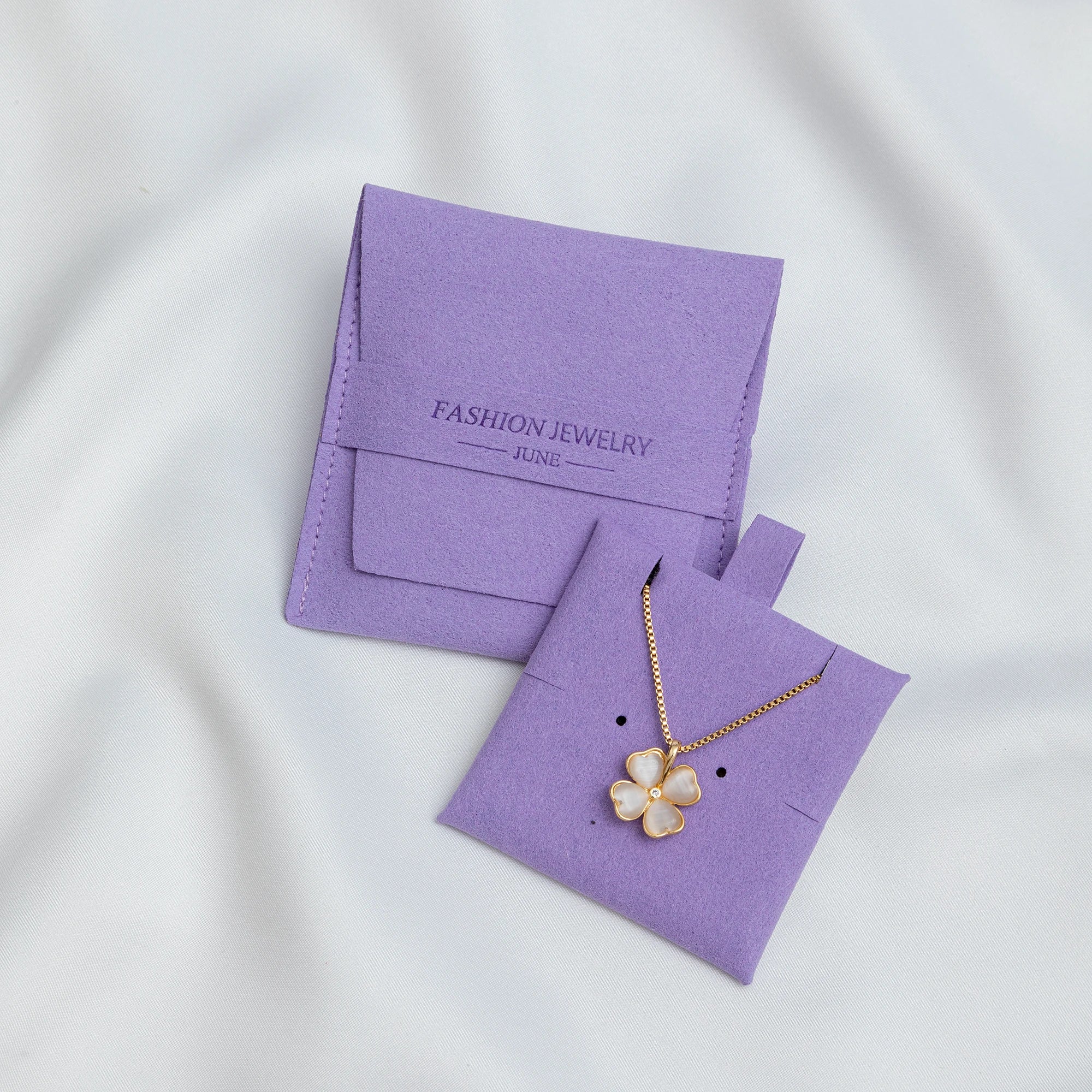 Purple Custom 8*8CM Small Jewelry Pouch Bags with Logo Microfiber Jewelry Packaging Pouch and Insert
