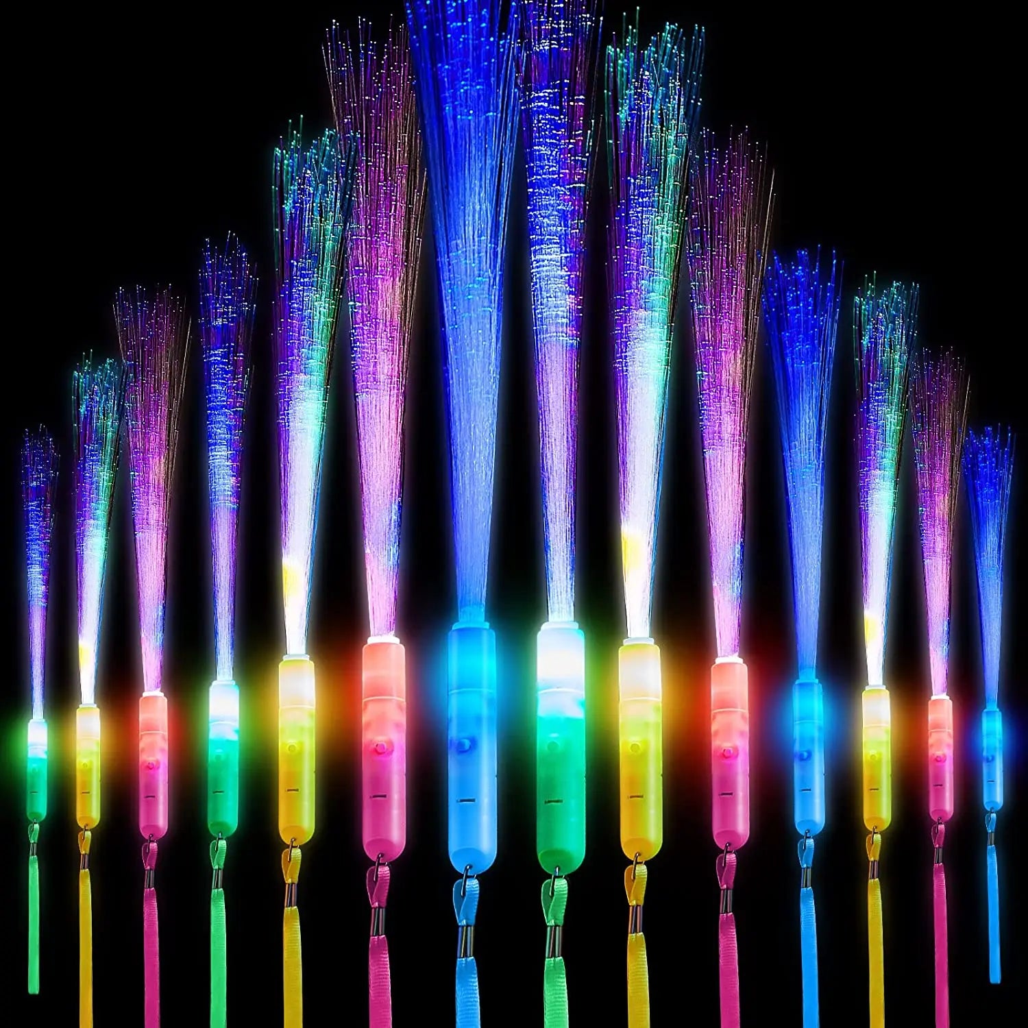 Light up Fiber Optic Wand 3 Modes Colorful Flashing LED Light up Glow for Show Events Club Festival