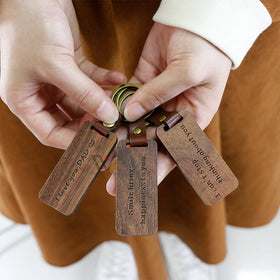 Hot Sale Logo Metal Key Chain Tag Leather Custom Keychains Blank Wood Metal Keychain for Hotel Keyrings