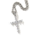 2024 New Arrival Men's Silver Cross Pendant with Heart Cut Zircon Diamond Iced Out Micro Pave Charm Necklace-Gift MegaBDM