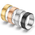 Anillo De Diamantes 8mm Simple Stainless Steel Ring Turning Anti-anxiety and Stress Reduction Rotatable Ring for Men