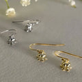 Fashion 925 Sterling Silver Earring Flower Bell Pendant Gold Plated Ear Hook Hoop Earring for Women