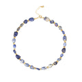 Personality Natural Stone Agate Sapphire Crystal Necklace Stainless Steel Beads Stone Chain Necklace for Women 2023