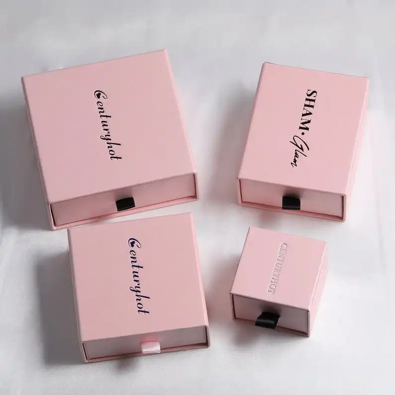 Unique Luxury Custom logo Slide Rigid Cardboard Paper Gift Jewellery Box Drawer Jewelry Box Packaging