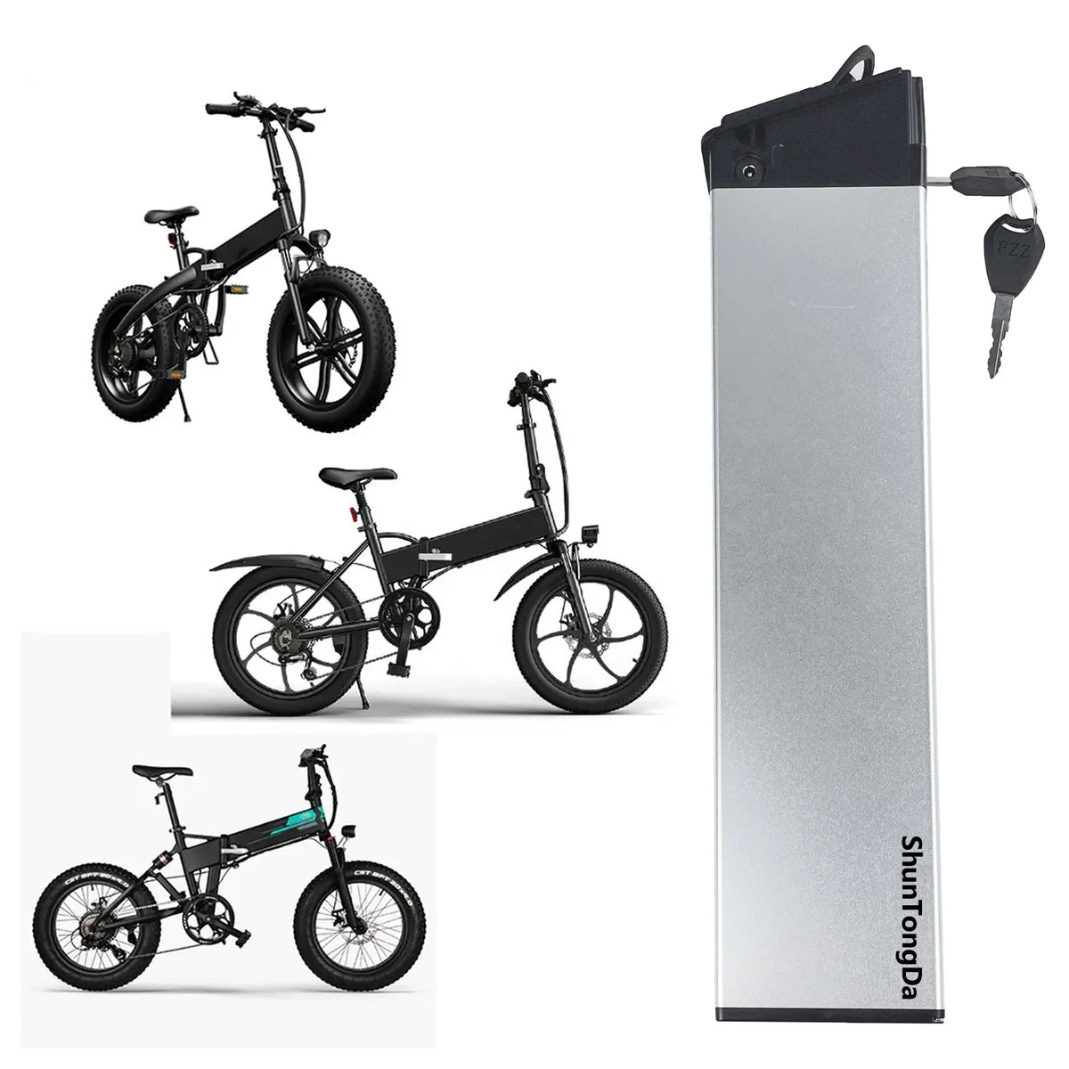 48V Folding Lithium Battery 14Ah/10.4Ah/12.8Ah Integrated Built-in for Electric Bike 350W-1000W Motor High Quality
