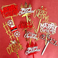 Customizable Size Double Layer Acrylic Merry Christmas Cake Toppers 1.3mm Back Layer for Christmas New Year Party Decorations