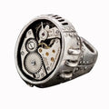 Unisex Vintage Precision Machinery Skeleton Watch Design Ring for Women Men Anti Silver Gear Clock Mechanism Ring
