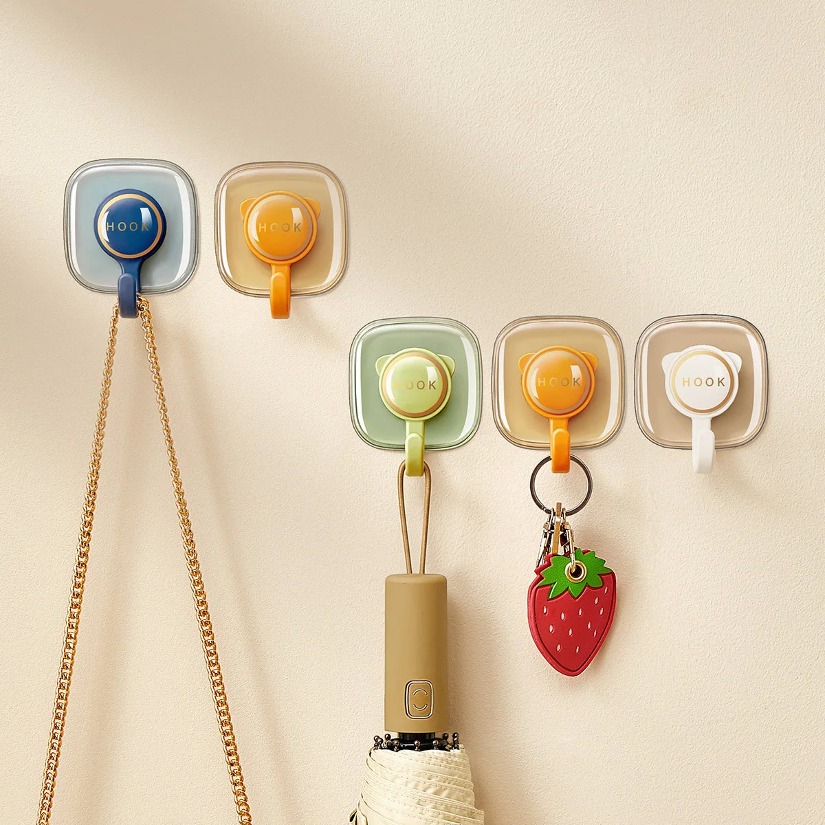 4Pcs Bathroom Wall Mounted Hooks Strong Sticky Adhesive Hooks Household Keychain Bag Hang Storage Kitchen Sticky Hooks