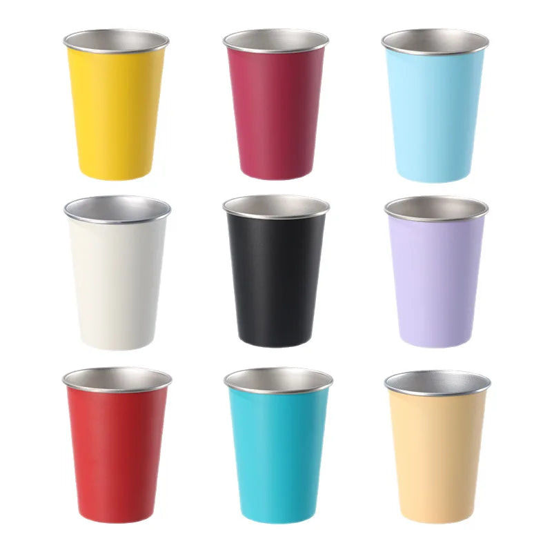 Custom Logo Reusable Stackable 12oz 16Oz Single Wall 304 Stainless Steel Pint Cup for Outdoor Travel Camping Beer Mug Tumbler