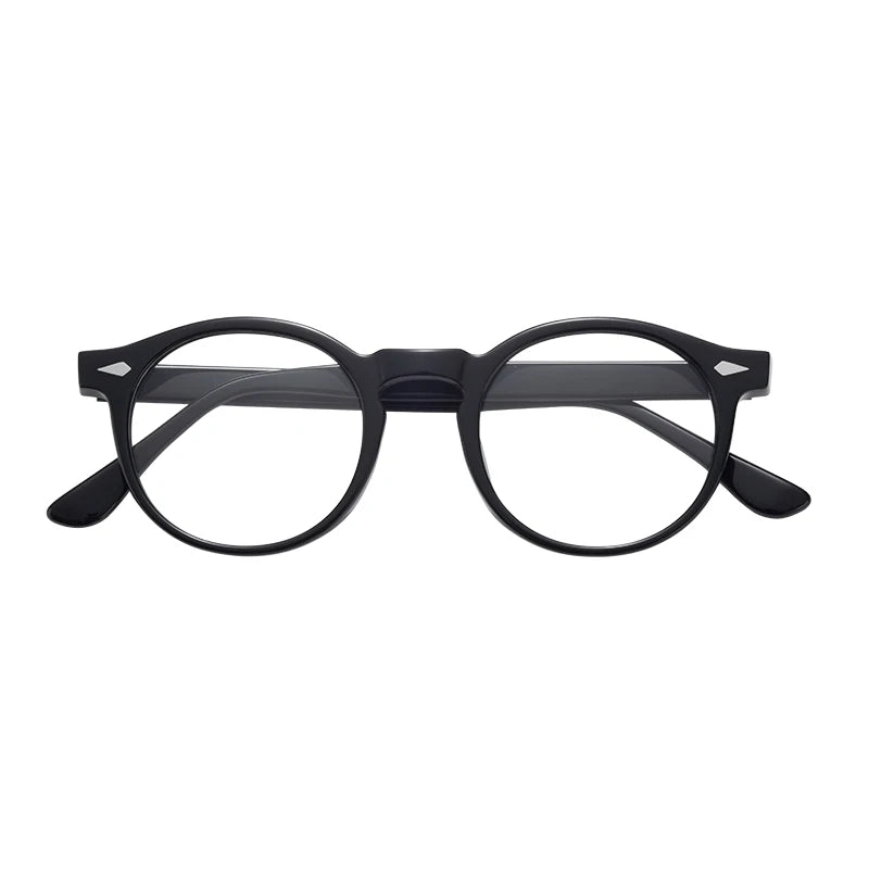 Men's Retro Style Round Acetate Eyewear Diamond Face Shape Optical Glasses Frames Fashionable Spectacles
