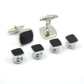 Formal Black Silver Agate Cufflinks Set for Tuxedo Gift Idea for Weddings Made From Durable Brass