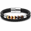 Top Sellers 2019 for Jewelry Wholesale Genuine Leather Anchor Skull Charm Natural Stone Bead Bracelet Bangle for Men Women MegaBDM