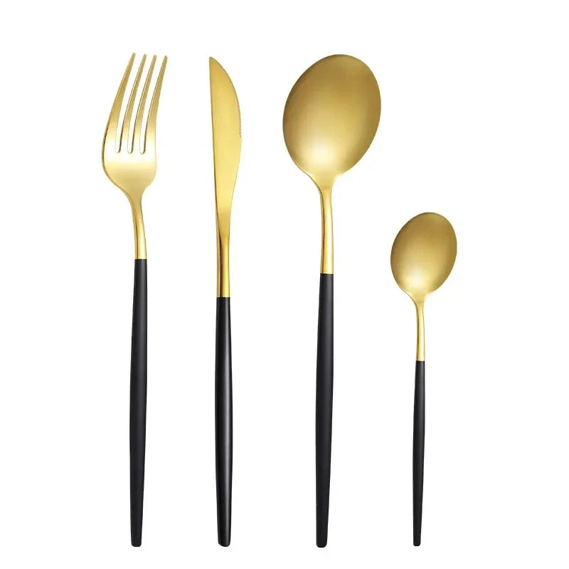 Factory Wholesale Stainless Steel Knife Fork Spoon Set Wedding Gift Custom Logo Contemporary Design Luxury Silverware Flatware