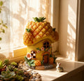 Whimsical Pineapple Fairy House Resin Ornament with Colorful Floral DecorEnchanted Garden Decor for Home Yard