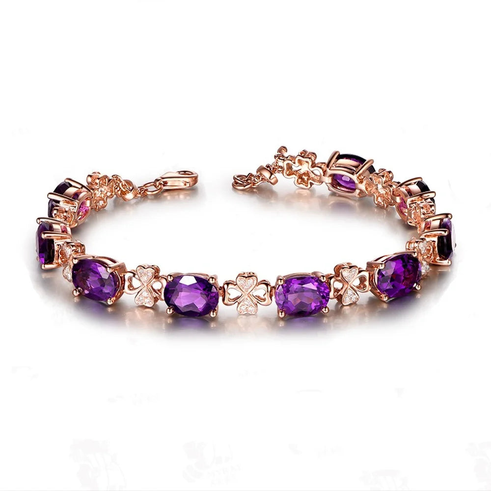 Women's Bracelet Fine Jewelry Pulseras Plata De Feminina Bizuteria Gemstone Hoop Bracelet Rose Gold Sapphire Jade for Women 18K