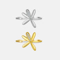 FUAMAY Fashion White Gold Plated 925 Sterling Silver Open Ring Minimalist Open Adjustable Flower Ring