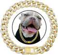Luxury Tactical 15mm Diamond Gold Silver Dog Collar Solid Metal Cuban Link Chain with Alloy Jewelry Accessories