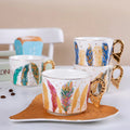 Angel Feathers Ceramic Small European Luxury Coffee Mug Saucer Set House Tea Cup MegaBDM