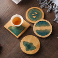 Handmade Bamboo Wooden Coasters Sustainable Natural Bamboo Coaster with Elegant Resin River Coaster